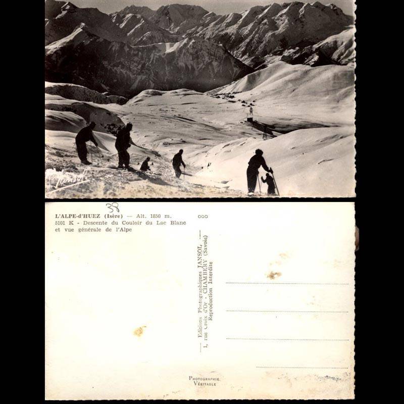 38 - L'Alpe d'Huez - Descente du couloir du lac Blanc - Skieurs