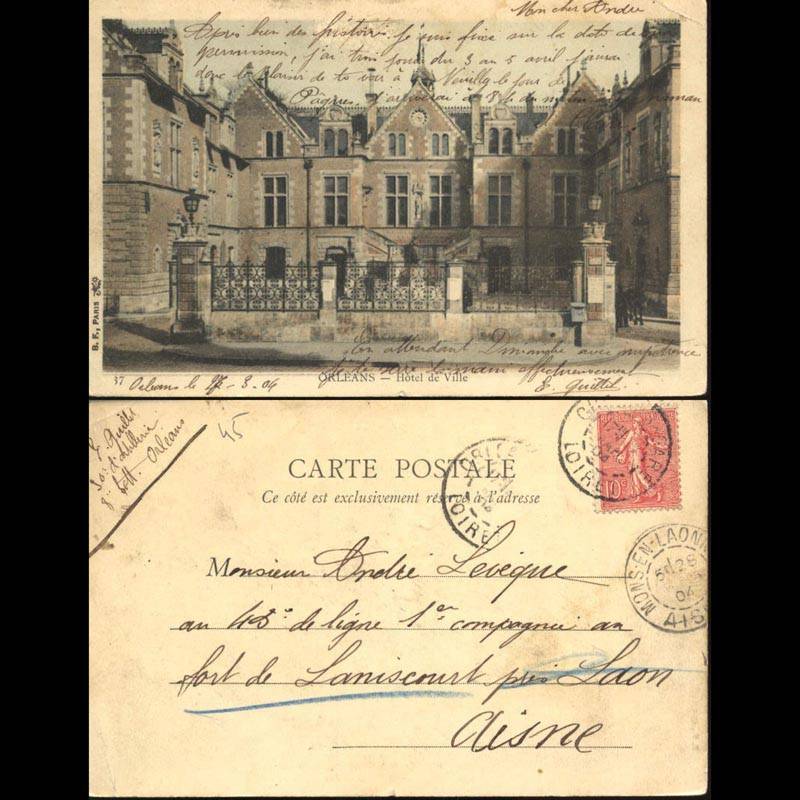 45 - Orléans - L'Hotel de ville - Dos non divisé - 1904