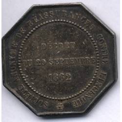 Jeton argent : Assurances - Réassurance incedie 1862