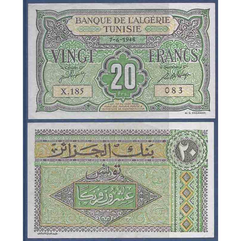Billet de banque collection Tunisie - PK N° 22 - 20 Francs