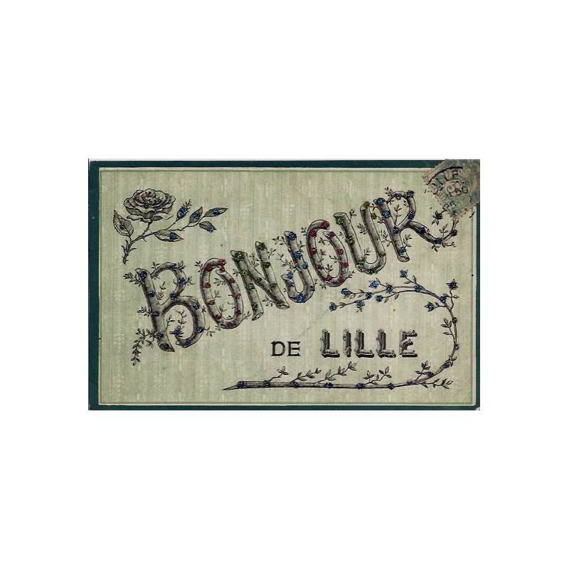 59- Lille - carte de Lille " Bonjour de Lille " - Voyagé - Dos divisé