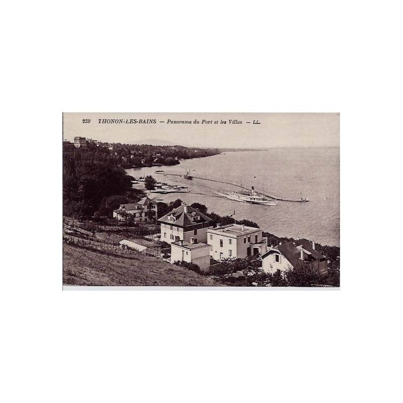 74 - Thonon-les-Bains - Panorama du Port et les villas - Voyagé - Dos divisé