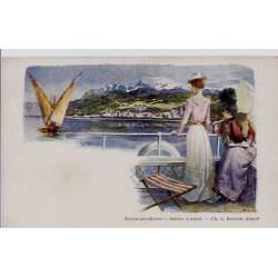 74 - Evian-les-Bains - Deux femmes au bord d'un lac  - Non voyagé - Dos non di