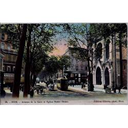 06 - Nice - Avenue de la gare et Eglise Notre-Dame - Non voyagé - Dos divisé...
