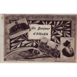 13 - Arles - Carte " Un bonjour d' Arles" Lou Souleü me fai canta - Voyagé -...