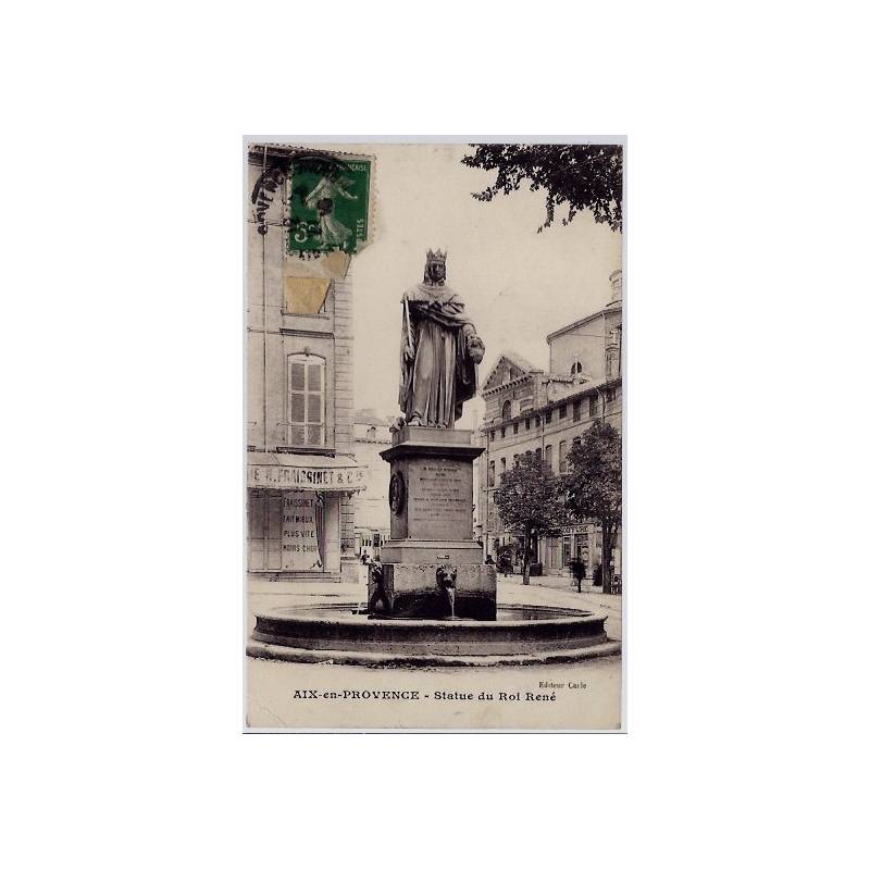 13 - Aix en provence - Statue du Roi René - Voyagé - Dos divisé...