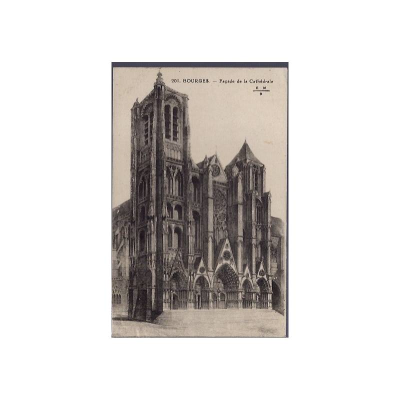 18 - Bourges - Façade de la cathédrale - Voyagé - Dos divisé...