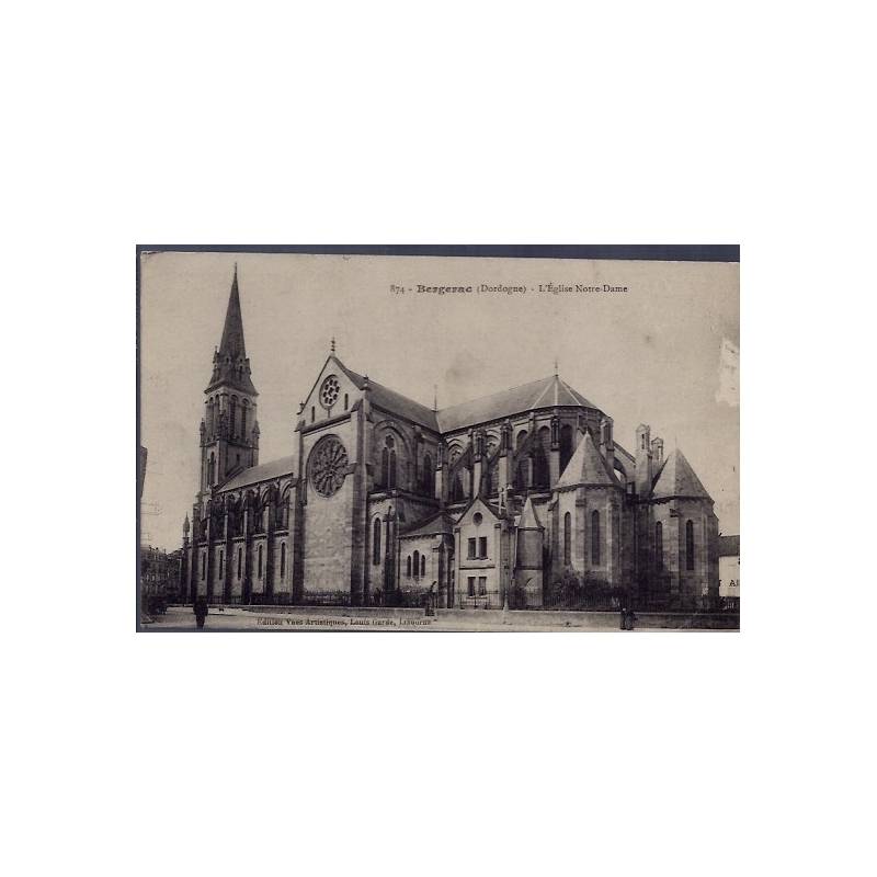 24 - Bergerac - L' église Notre-Dame -Voyagé - Dos divisé...