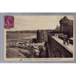 35 - St-Malo - Les remparts - le château et la plage des bains - Voyagé - D...