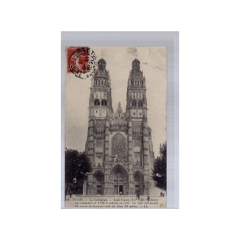 37 - Tours - la cathédrale - Saint-Gatien - Voyagé - Dos divisé...