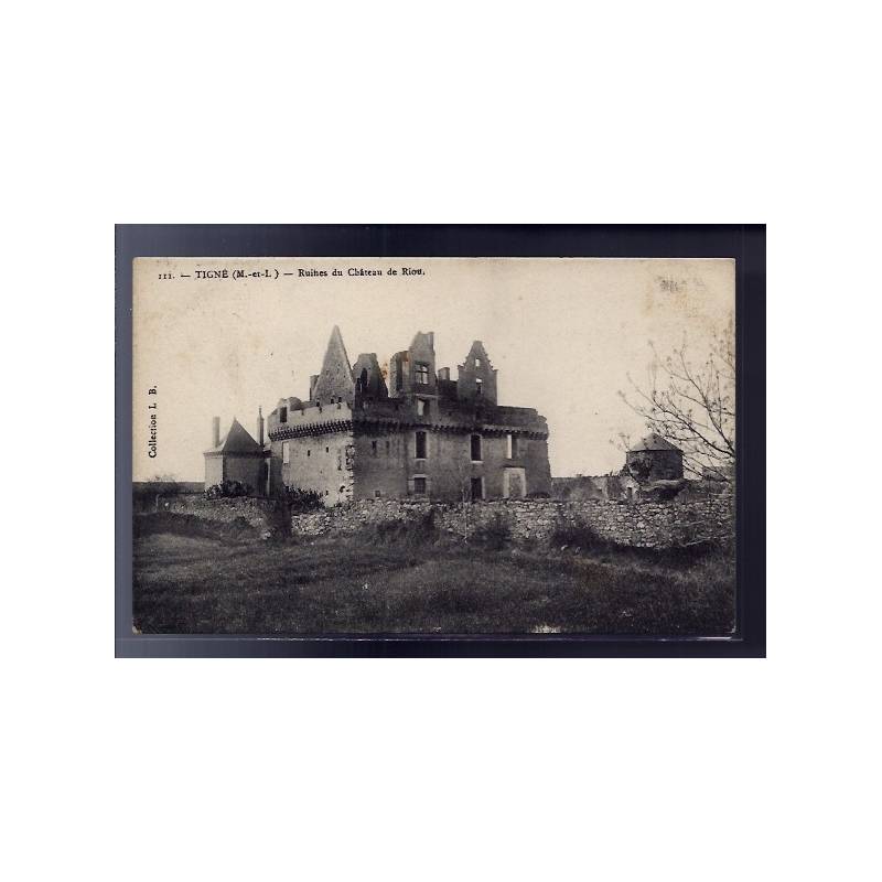 49 - Tigné - Ruines du château de Riou - Voyagé - Dos divisé...