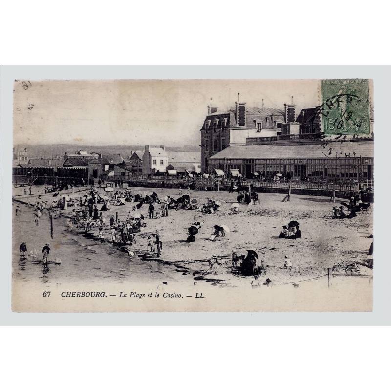 50 - Cherbourg - La plage et le Casino - Voyagé - Dos divisé