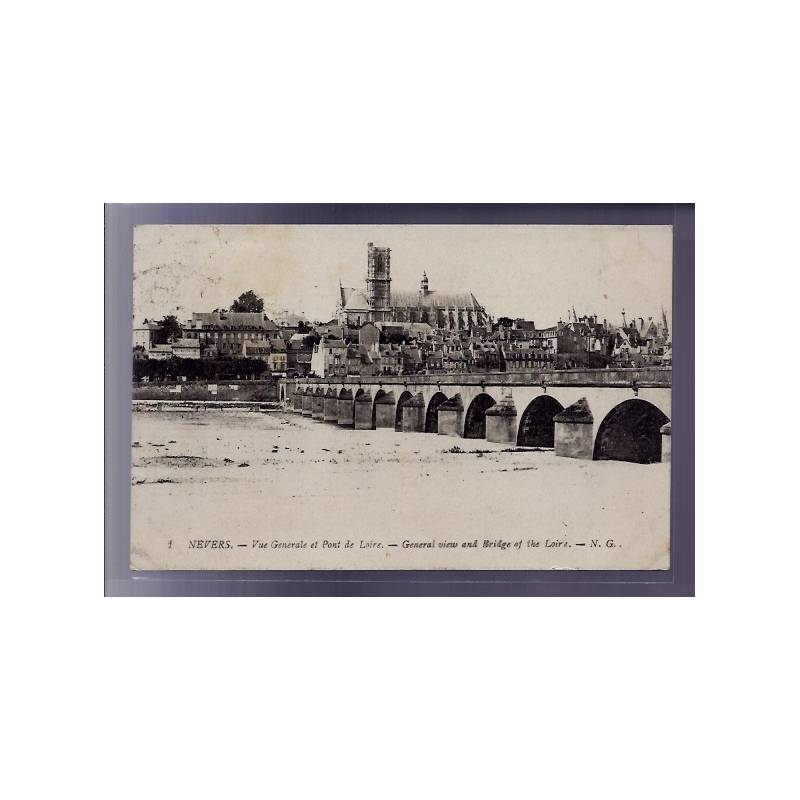 58 - Nevers - Vue générale et Pont de Loire - Voyagé - Dos divisé