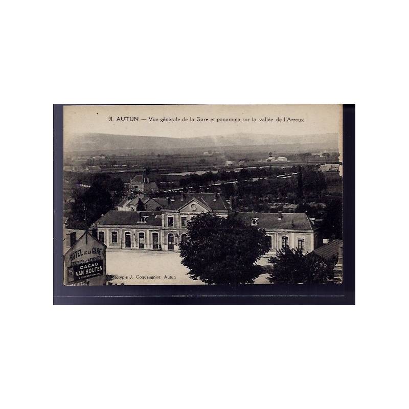 71 - Autun - vue générale de la gare et panorama sur la vallée de l' Arroux -