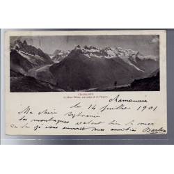 74 - Chamonix - Le Mont Blanc - vue prise de la Flégère - Voyagé - Dos non di