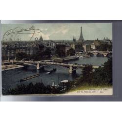 75 - Paris - Panorama sur la Seine - pris du Pont des Arts - Voyagé - Dos div