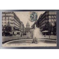 75 - Paris - la rue Soufflot et le Panthéon - Voyagé - Dos divisé