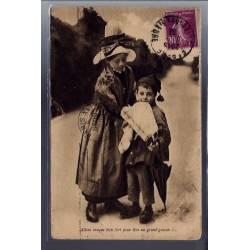 76 - La Normandie pittoresque - deux jeunes enfants - Voyagé - Dos divisé