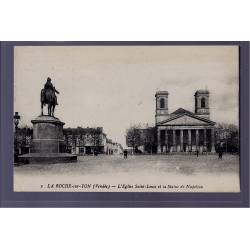 85 - La Roche-sur-Yon - l' église Saint-Louis et la statue de Napoléon - No