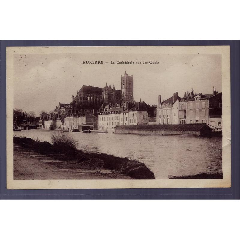 89 - Auxerre - la Cathédrale vue des quais - Voyagé - Dos divisé